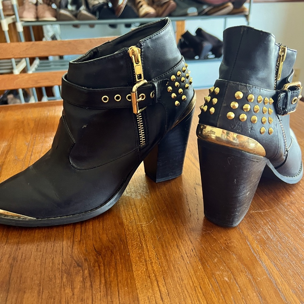 Studded Heeled Booties 8.5